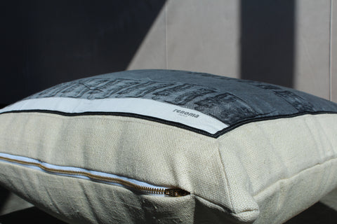 18. Renoma Paris Roman Sculpture, Canvas Cotton Pillow Cover, Repurposed Antique Pocket Square 1990