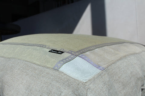 19. Christian Dior, Linen Pillow Cover, Repurposed Antique Pocket Square 1990