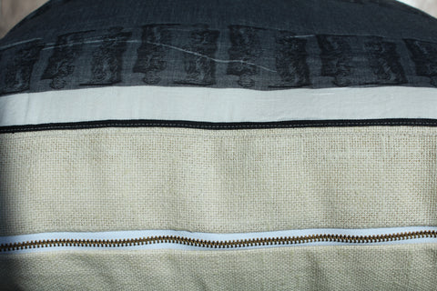 18. Renoma Paris Roman Sculpture, Canvas Cotton Pillow Cover, Repurposed Antique Pocket Square 1990