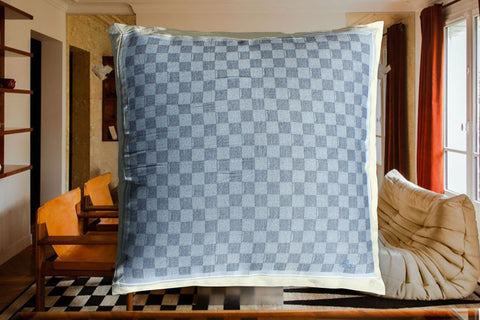 24. Fendi Nero, Canvas Cotton Pillow Cover, Repurposed Antique Pocket Square 1990