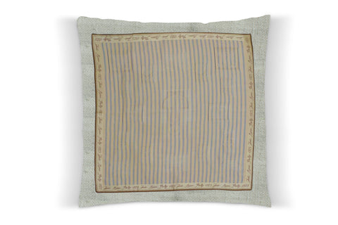 21. Fendi Roma Stripe, Canvas Cotton Pillow Cover, Repurposed Antique Pocket Square 1990