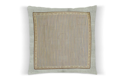 21. SOLD_Fendi Roma Stripe, Canvas Cotton Pillow Cover, Repurposed Antique Pocket Square 1990