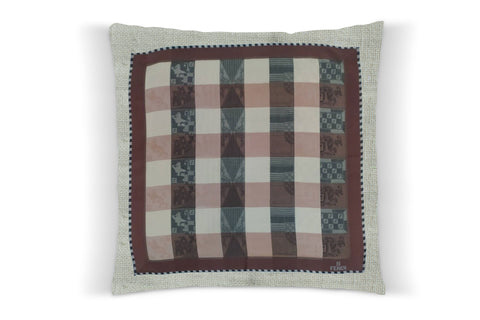 20. Fendi Checker, Canvas Cotton Pillow Cover, Repurposed Antique Pocket Square 1990