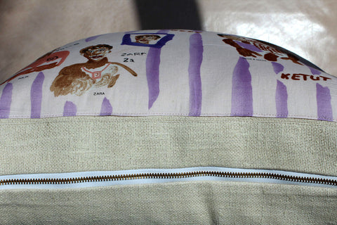 16. Person's Japan, Canvas Cotton Pillow Cover, Repurposed Antique Pocket Square 1990