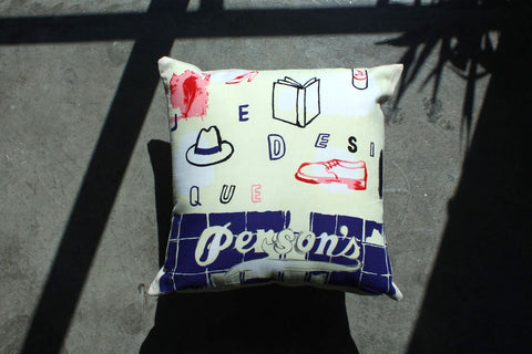 17. Person's Japan, Canvas Cotton Pillow Cover, Repurposed Antique Pocket Square 1990