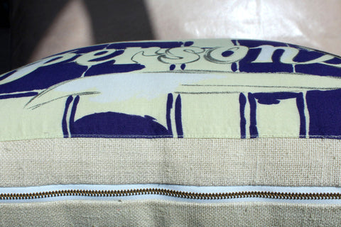 17. Person's Japan, Canvas Cotton Pillow Cover, Repurposed Antique Pocket Square 1990