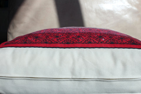 1. Garnet Modernist, Cotton Pillow Cover, Repurposed Antique Pocket Square 1950