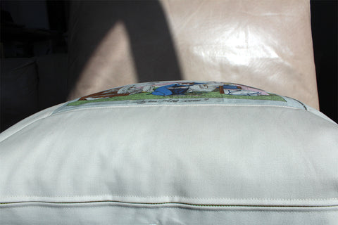 3. German Gabor, Cotton Pillow Cover, Repurposed Antique Pocket Square 1980
