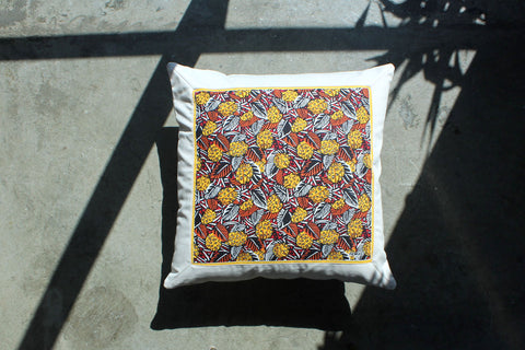 5. Fiorucci Italy, Cotton Pillow Cover, Repurposed Antique Scarf 1990
