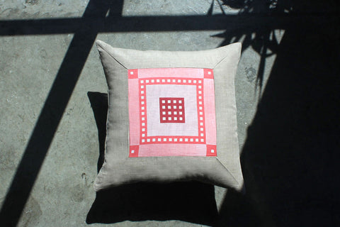 7. Picnic Americana, Linen Pillow Cover, Repurposed Antique Pocket Square 1930