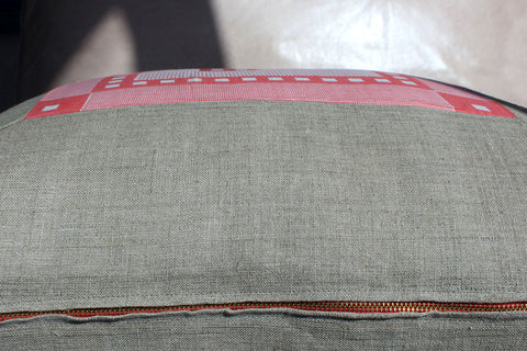 7. Picnic Americana, Linen Pillow Cover, Repurposed Antique Pocket Square 1930