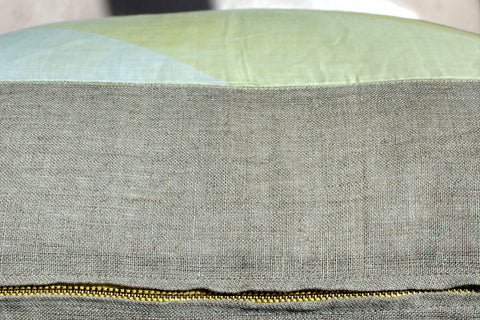 8. Yellow on Yellow, Linen Pillow Cover, Repurposed Antique Pocket Square 1960