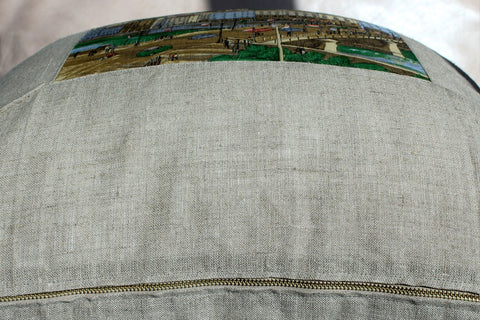 9. Salzburg Germany Souvenir, Linen Pillow Cover, Repurposed Antique Pocket Square 1960