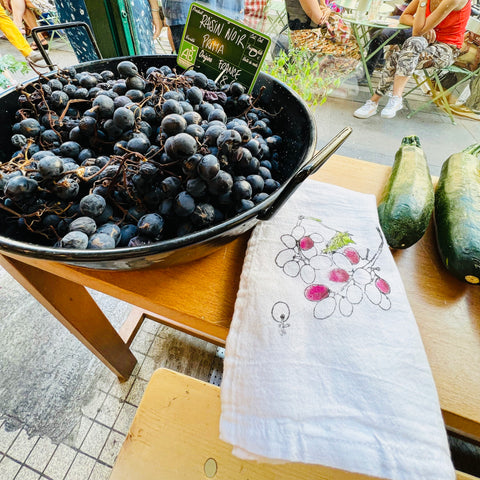 Fresh Fruit, Hand Painted Cotton Dish Towel, Lisa Angelini Studio