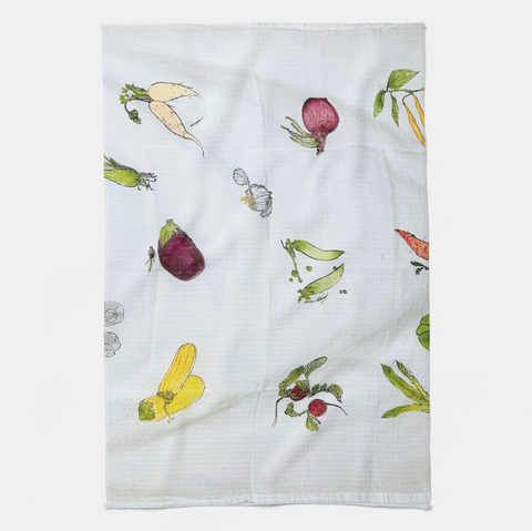 Garden Medley, Hand Painted Cotton Dish Towel, Lisa Angelini Studio