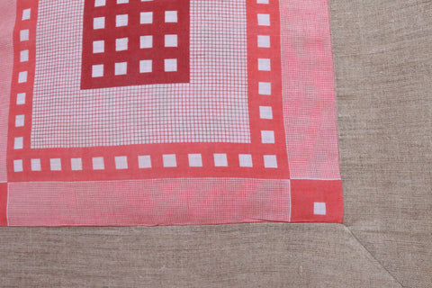 7. Picnic Americana, Linen Pillow Cover, Repurposed Antique Pocket Square 1930