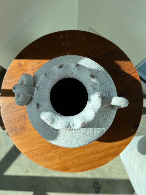 White Washed Antique Terracotta Vase - Indoor/Outdoor