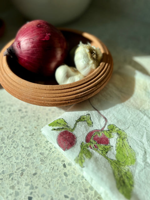 Garden Medley, Hand Painted Cotton Dish Towel, Lisa Angelini Studio