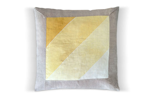 8. Yellow on Yellow, Linen Pillow Cover, Repurposed Antique Pocket Square 1960