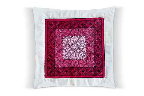 1. Garnet Modernist, Cotton Pillow Cover, Repurposed Antique Pocket Square 1950