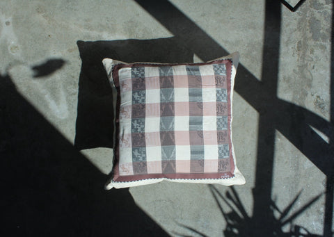 20. Fendi Checker, Canvas Cotton Pillow Cover, Repurposed Antique Pocket Square 1990