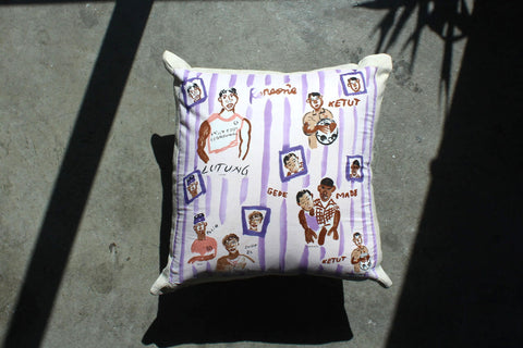 16. Person's Japan, Canvas Cotton Pillow Cover, Repurposed Antique Pocket Square 1980