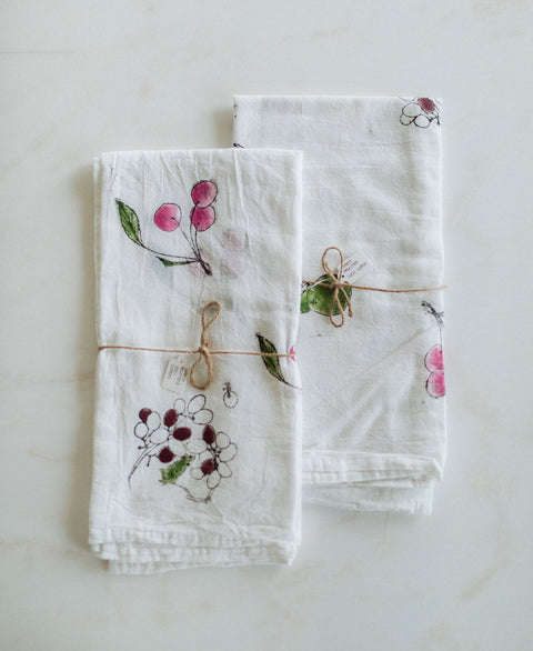 Fresh Fruit, Hand Painted Cotton Dish Towel, Lisa Angelini Studio
