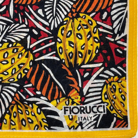 Fiorucci Italy, Cotton Pillow Cover, Repurposed Antique Scarf 1990