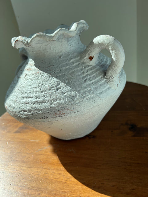 White Washed Antique Terracotta Vase - Indoor/Outdoor